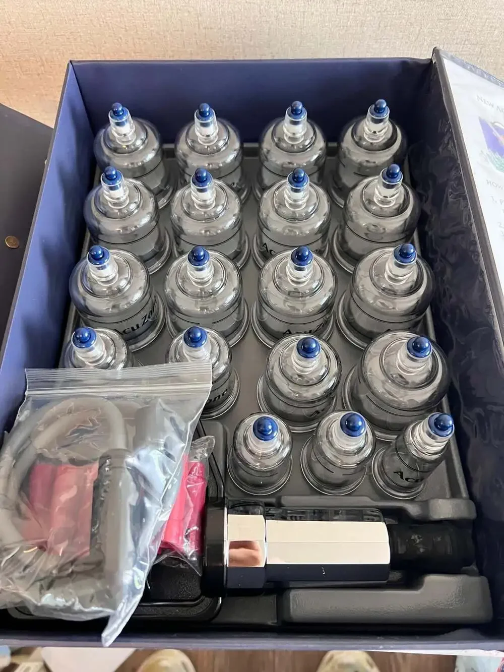 AcuZone Premium Cupping Set with 19 Plastic Cups and Hand Pump